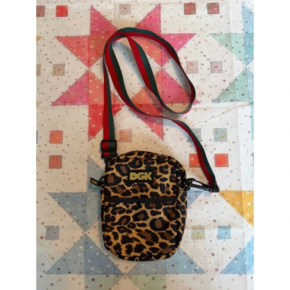 DGK Leopard Print Crossbody Bag Small Shoulder Travel Pouch Streetwear 1619